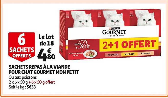 sachets repas à la viande pour chat gourmet mon petit