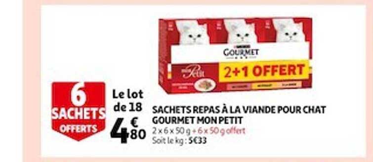 sachets repas à la viande pour chat gourmet mon petit
