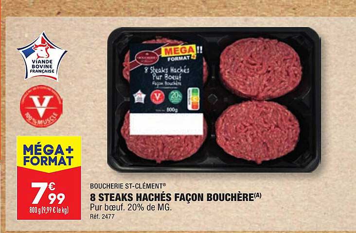 8 steaks hachés façon bouchère boucherie st-clément