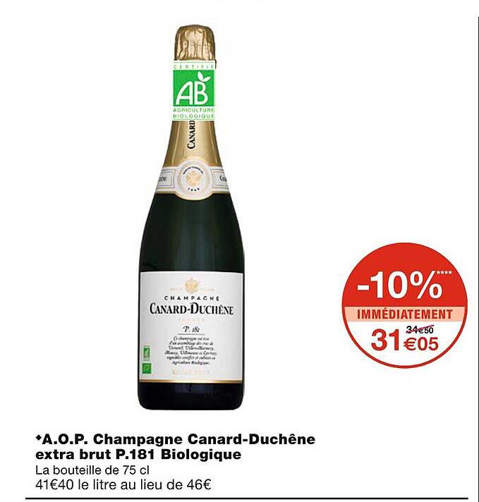 a.o.p. champagne canard-duchêne extra brut p.181 biologique