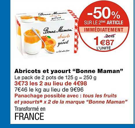 abricots et yaourt "bonne maman"
