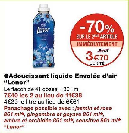 adoucissant liquide envolée d'air "lenor"