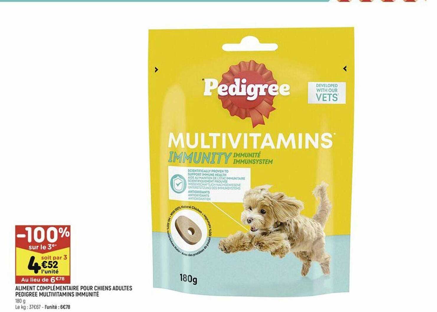 aliments complémentaire pour chiens adultes pedigree multivitamins immunité