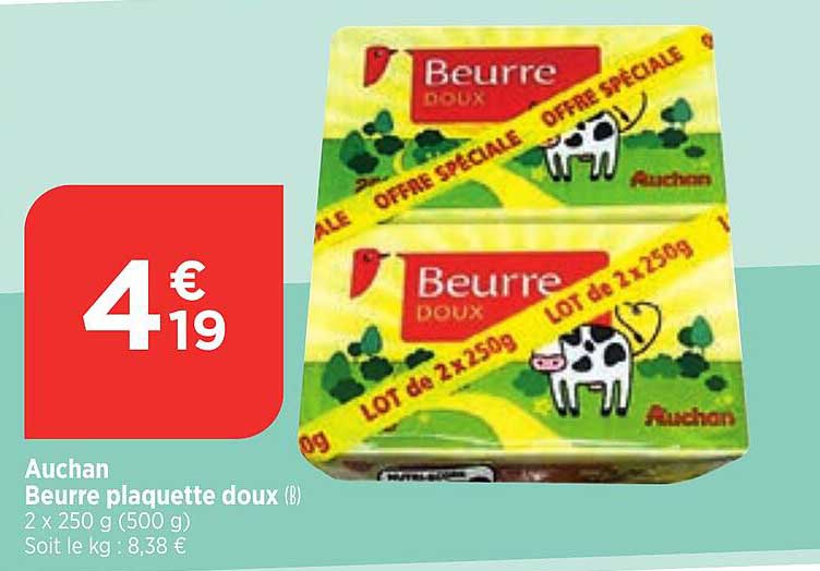 Auchan Beurre Plaquette Doux