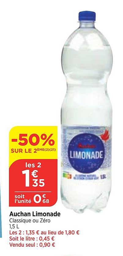 Auchan Limonade Classique Ou Zéro
