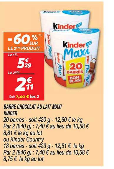 Barre Chocolat Au Lait Maxi Kinder