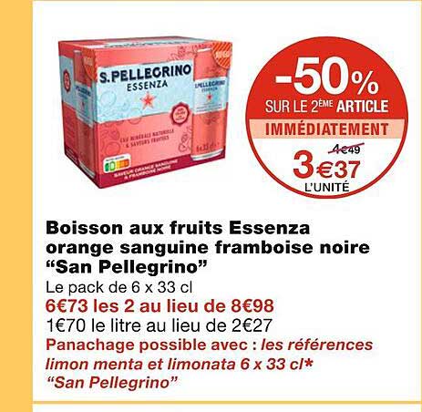 boisson aux fruits essenza orange sanguine framboise noir "san pellegrino"