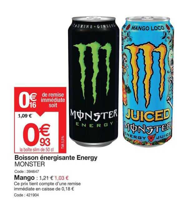 Boisson énergisante Energy Monster, Mango