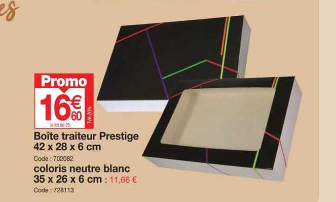 boîte traiteur prestige 42 x 28 x 6 cm, coloris neutre blanc 35 x 26 x 6 cm