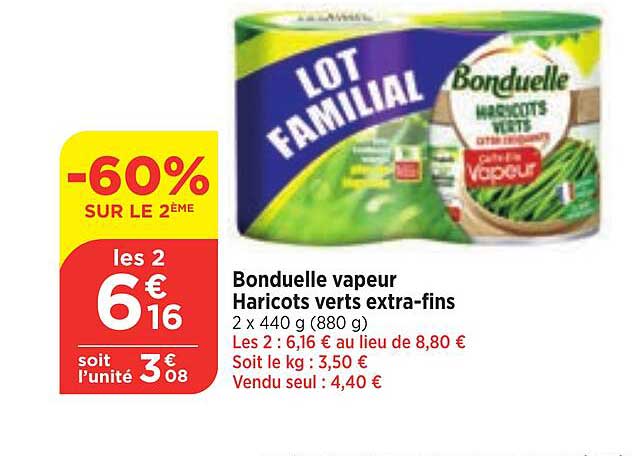 bonduelle vapeur haricots verts extra-fins