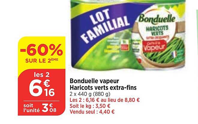 bonduelle vapeur haricots verts extra-fins