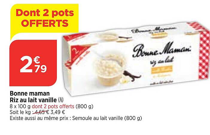 bonne maman riz au lait vanille