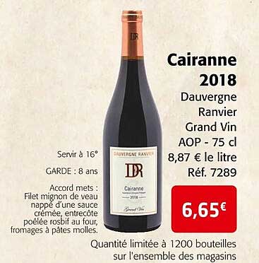 cairanne 2018 dauvergne ranvier grand vin aop