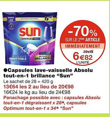 capsules lave-vaisselle absolu tout-en-1 brillance "sun"