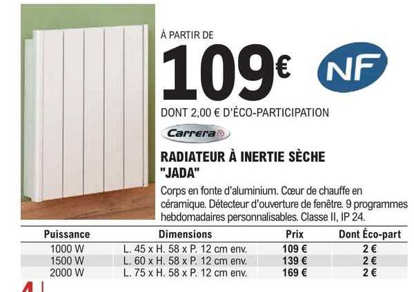 Carrera Radiateur à Inertie Sèche Jada