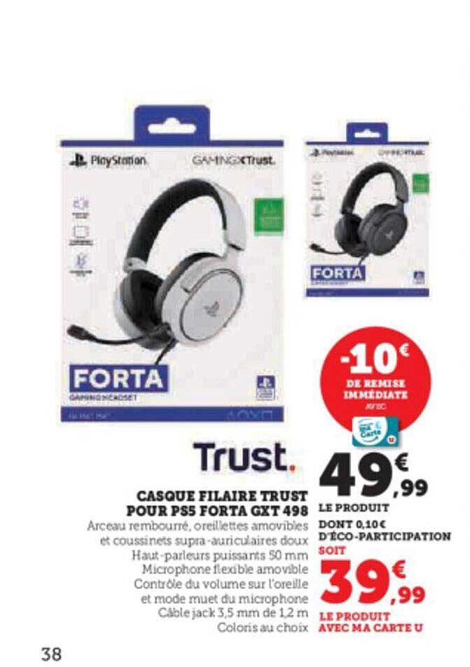 casque filaire trust pour ps5 forta gxt 498 trust