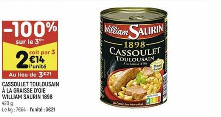 cassoulet toulousain à la graisse d'oie william saurin 1898