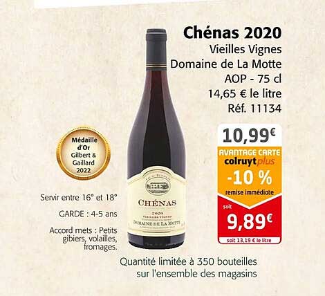 chénas 2020 vieilles vignes domaine de la motte aop