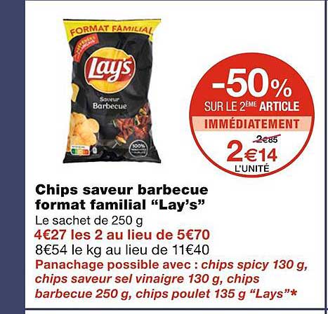 chips saveur barbecue format familial "lay's"