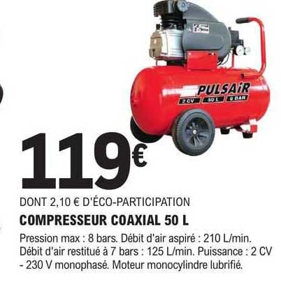 compresseur coaxial 50l pulsair