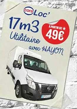 cora loc' 17m³ utilitaire avec hayon