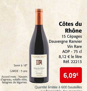 côtes du rhône 15 cépages dauvergne ranvier vin rare aop