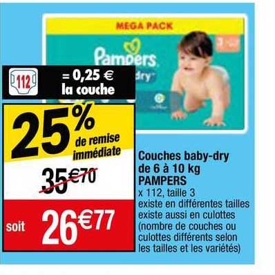 couches baby-dry de 6 à 10 kg pampers