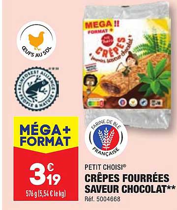 crêpes fourrées saveur chocolat petit choisi