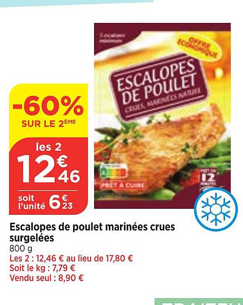 Escalopes De Poulet Marinées Crues Surgelées