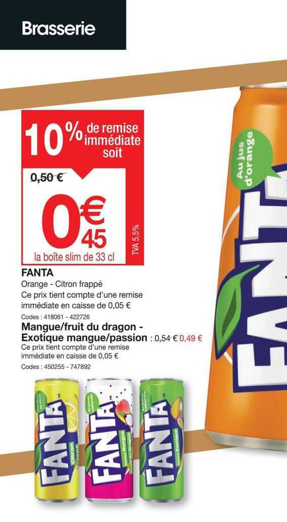 fanta, mangue/fruit du dragon-exotique mangue/passion