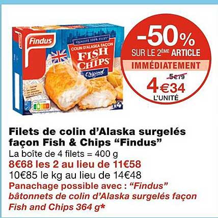 Filets De Colin D'alaska Surgelés Façon Fish & Chips "findus"
