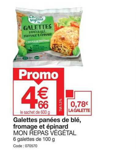 galettes panées de blé, fromage et épinard mon repas végétal