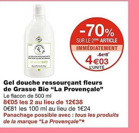 gel douche ressourçant fleurs de grasse bio "la provençale"