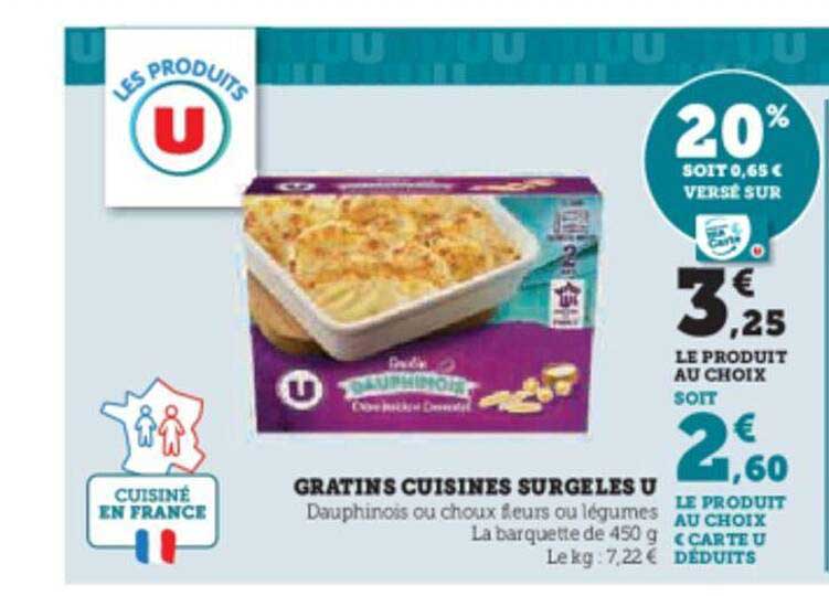 gratins cuisinés surgelés u