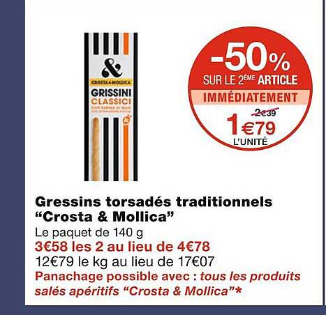 gressins torsadés traditionnels "crosta & mollica"