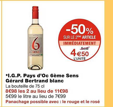 i.g.p. pays d'oc 6ème sens gérard bertrand blanc