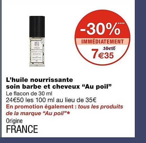 l'huile nourrissante soin barbe et cheveux "au poil"