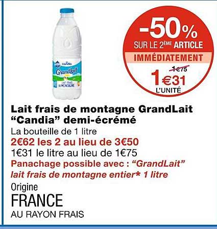 lait frais de montagne grandLait "candia" demi-écrémé