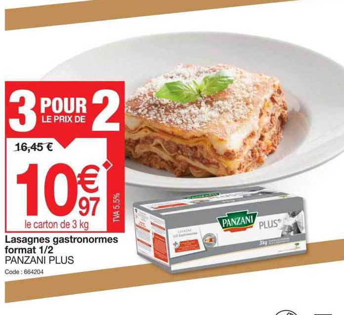 lasagnes gastronormes format 1/2 panzani plus