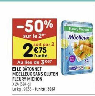 le bâtonnet moelleux  sans gluten fleury michon