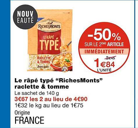 le râpé typé "richesMonts" raclette & tomme
