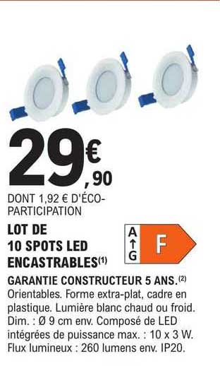 lot de 10 spots led encastrables
