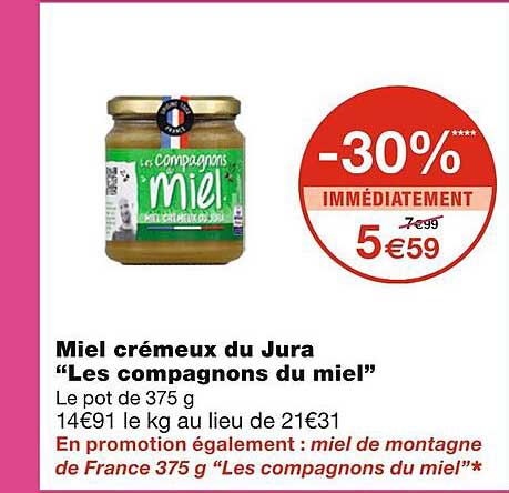 miel crémeux du jura "les compagnons du miel"