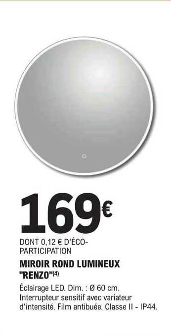 miroir rond lumineux "renzo"