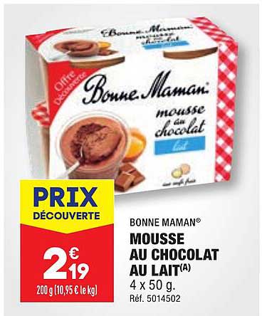 mousse au chocolat au lait bonne maman