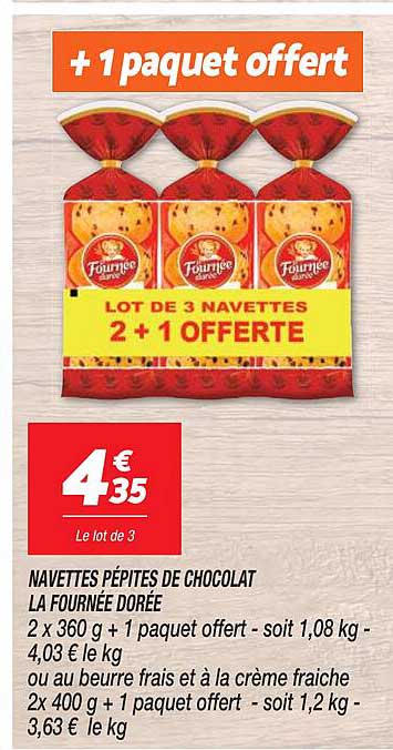 navettes pépites de chocolat la fournée dorée