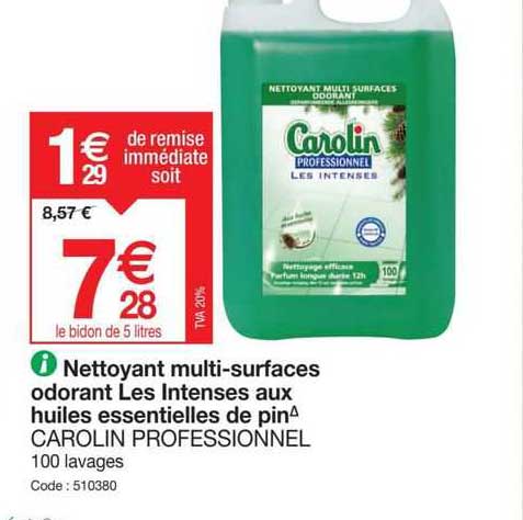 nettoyant multi-surfaces odorant les intenses au huile essentielles de pin carolin professionnel