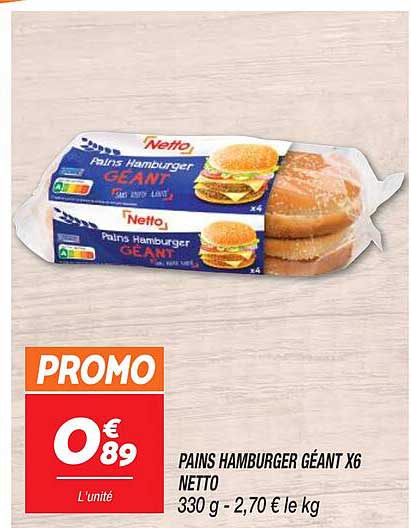 Pains Hamburger Géant X6 Netto