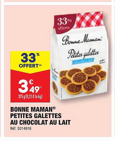 petites galettes au chocolat au lait bonne maman