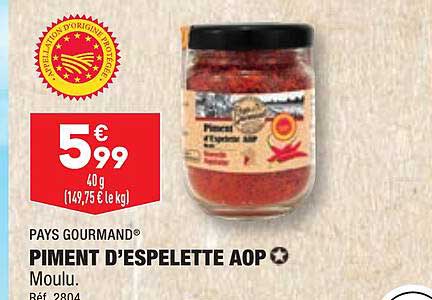 piment d'espelette aop pays gourmand